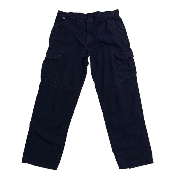 Carhartt Blue Dungaree Fit Flame Resistant Utility Cargo Work Pants Size 38x32 - Picture 2 of 14